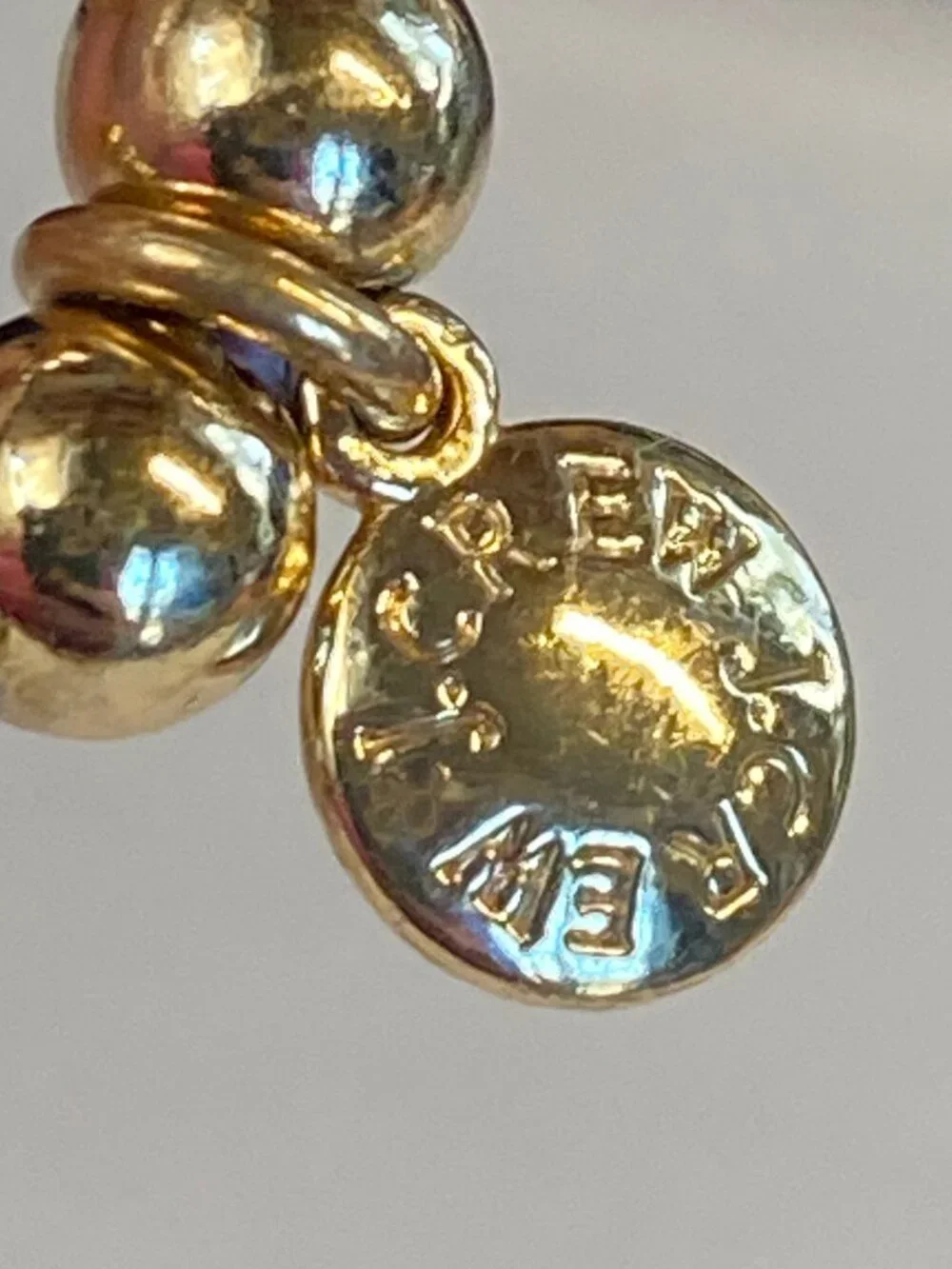 J. Crew Gold-Tone Beaded Stretch Charm Bracelet with Cubic Zirconia